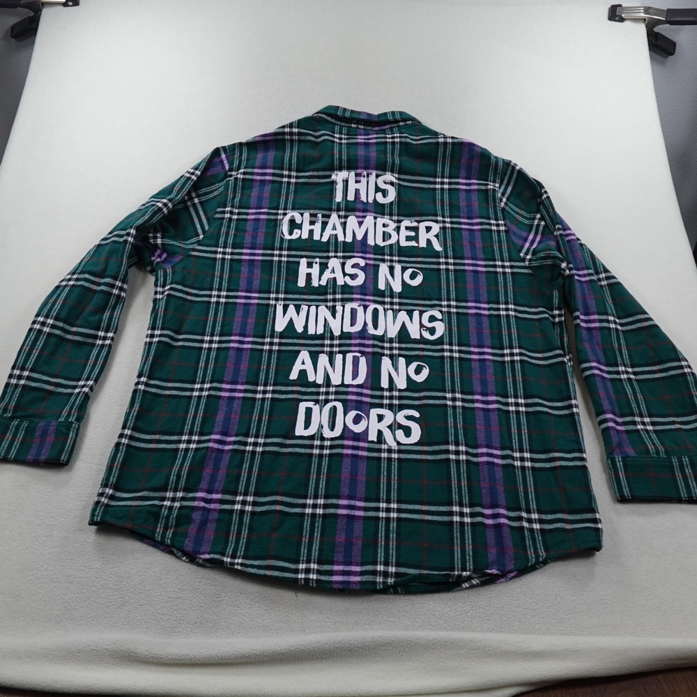 Cakeworthy Haunted Mansion Flannel Shirt Mens 3XL Green Plaid Disney Long Sleeve
